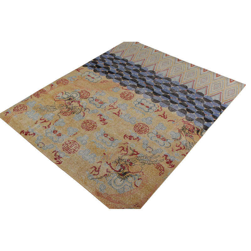 Distressed Homage Hand Knotted Wool Area Rug, Rectangle 8' x 10'