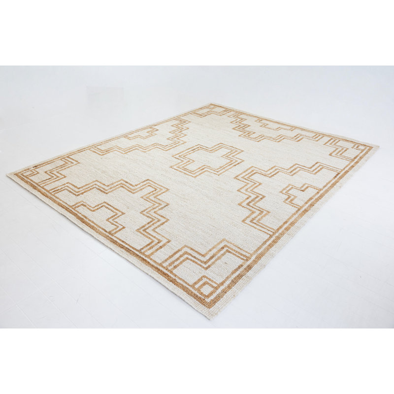 Willa Hand Knotted Jute / Sisal Geometric Area Rug, Rectangle 10' x 14'