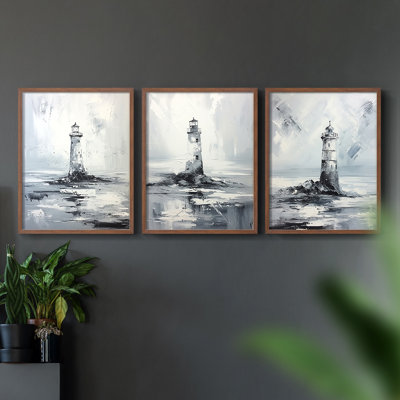 Série Sea and Shore Cxxi -Set de 3 estampes numériques giclées -Prêt à accrocher