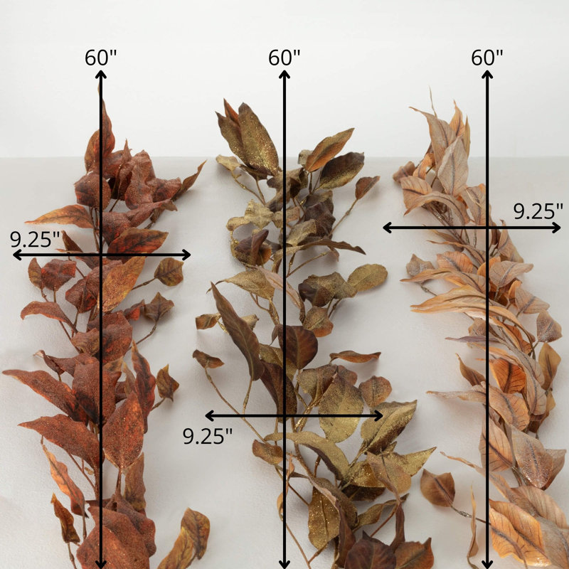 60" Artificial Eucalyptus Fall Garland Set of 3, Multicolor