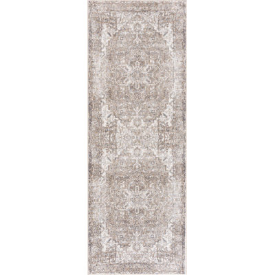 Herae Machine Washable Oriental Brown Area Rug