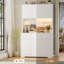 Armoire de cuisine de 71 po de hauteur avec station de charge et lumière DEL Aybike, garde-manger autoportant avec 4 armoires, 3 tiroirs et tablette à micro-ondes, rangement pour huche de cuisine, tablettes réglables-336362151