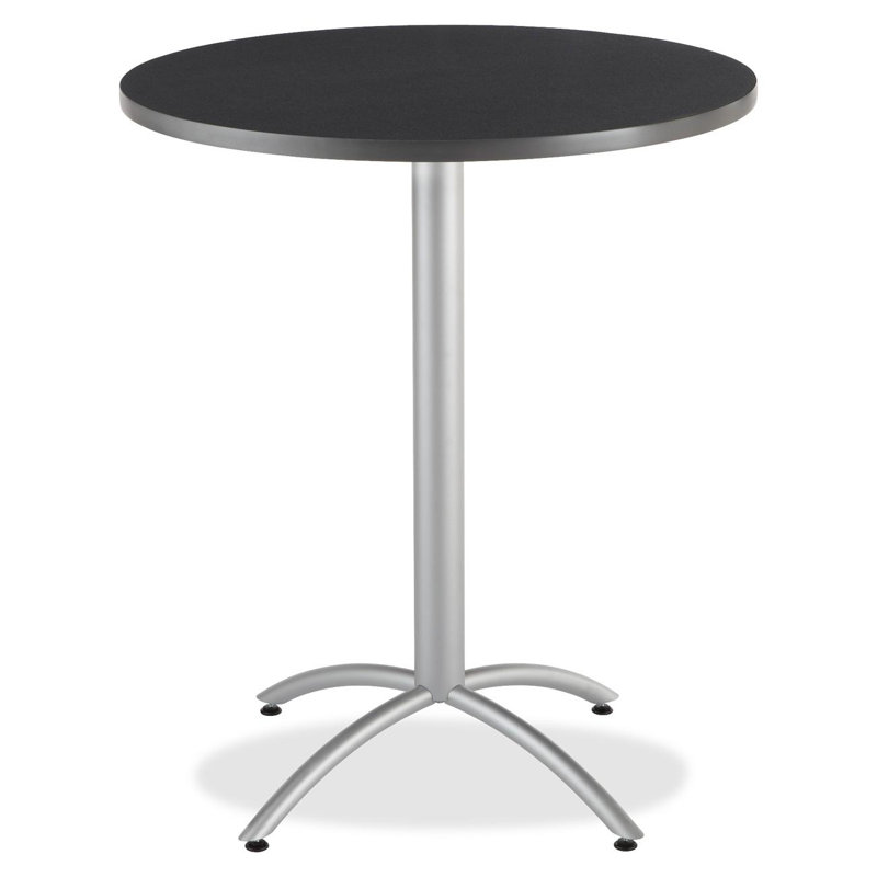 Aleksandras Round Metal Base Dining Table, Graphite, 42"H x 36"L x 36"W