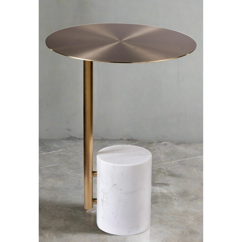Table de bout Mireille avec plateau et base en C, Blanc