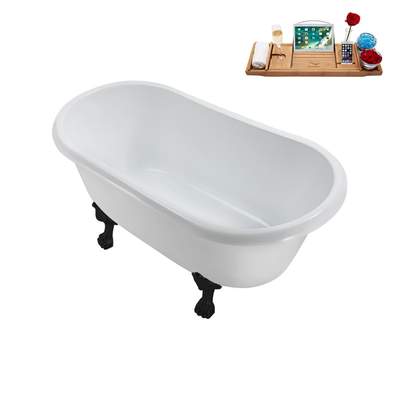 57.5'' x 29.5'' Soaking Acrylic Bathtub, Brushed GunMetal, Matte Black