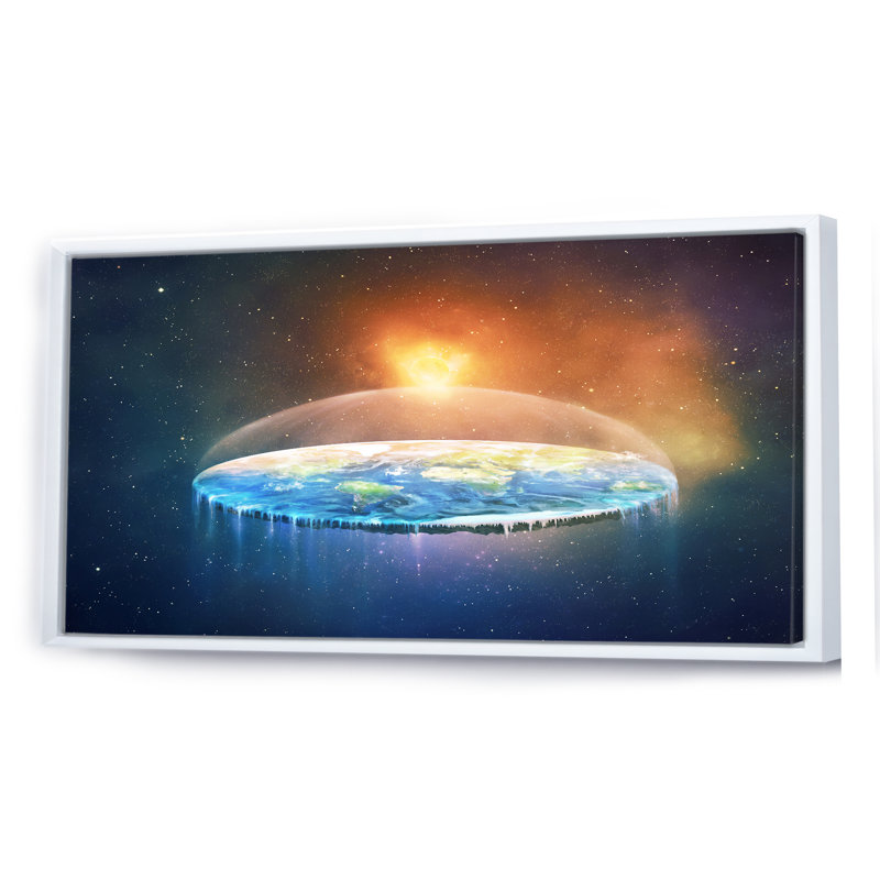 «Over Earth Flat Space», impression sur toile, Cadre blanc, H 12 po x l 20 po x P 1 po