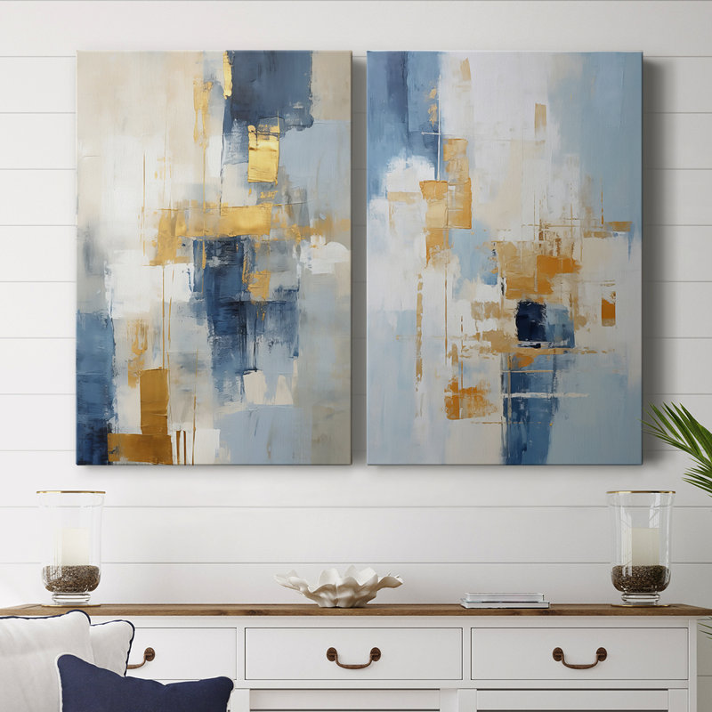 ABSTRACT Series Dxxxv - Toile tendue avec châssis de qualité supérieure - Prêt à être accroché, H 18 po x l 24 po
