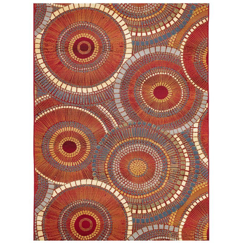 Gauna Power Loomed Geometric Indoor and Outdoor Rug, Rectangle 3'3" x 4'11"