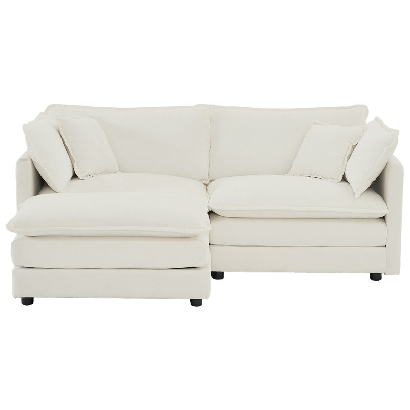 Canapé modulaire en chenille blanc avec boîte à bijoux, Blanc