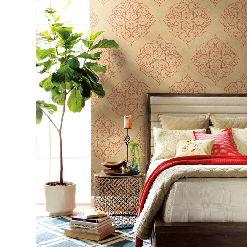 Antonia Vella Wallpaper Double Roll, Khaki/Gold