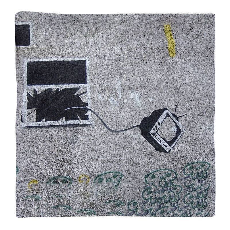 Banksy Graffiti No Pattern Square Napkin, 22" x 22", Cotton Twill