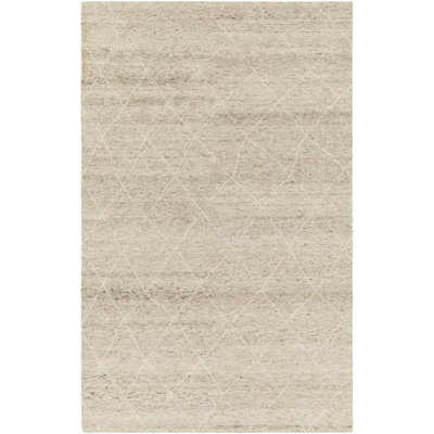 Zara Hand Knotted Wool Abstract Area Rug in Beige