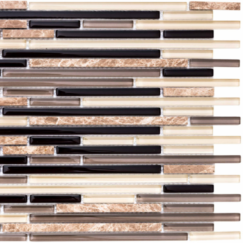 Victory 1" x 3" Sleek Glass Mixed Mosaic Wall Tile, Espresso