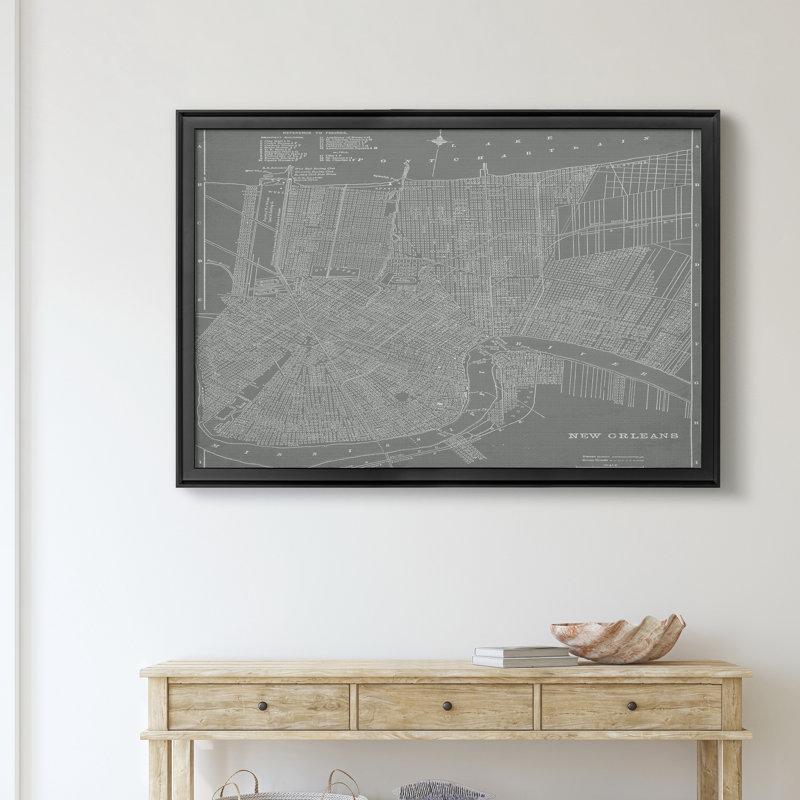 Carte du Grand - reproduction d'art sur toile, H 26,5 po x l 36,5 po x P 1,5 po, Noir