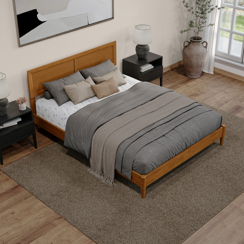 Aryonna Wood Panel Bed, Queen, Light Toffee