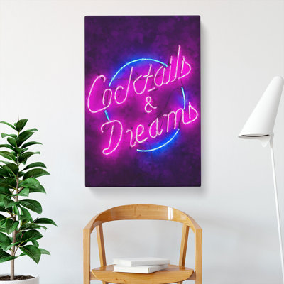Cocktails And Dreams Sign - Wrapped Canvas Print