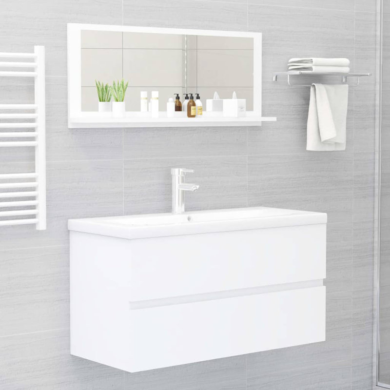 Miroir de salle de bain, Blanc, 14.6" x 35.4"