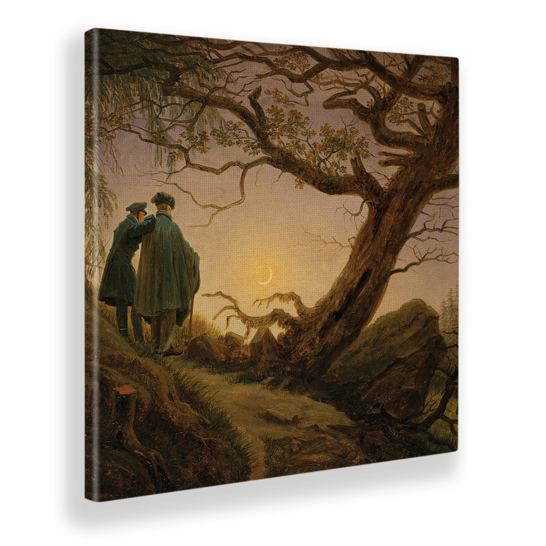 Wandbild Zwei Männer in Betrachtung des Mondes von Caspar David Friedrich