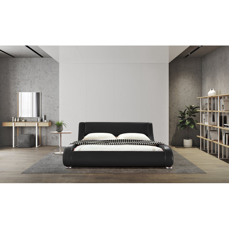 Albricus Upholstered Sleigh Bed, Black, King