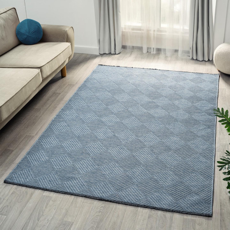 Tapis moderne à carreaux antidérapant lavable, Rectangle 5 pi x 7 pi