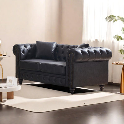 Canapé Chesterfield 63,5 po en velours capitonné