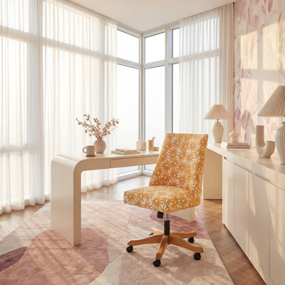 Chaise de bureau moderne avec cadre en bois moderne, H 38 po H 18 po