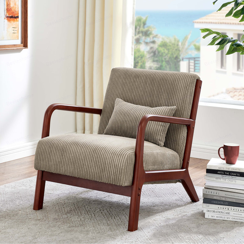 Fauteuil en velours côtelé Corduroy, Velours côtelé - Brun clair