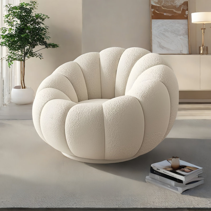 Chaise berçante moderne rembourrée, Blanc cassé