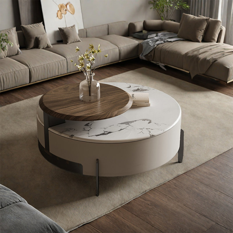 Table basse ronde en pierre micro-cristalline