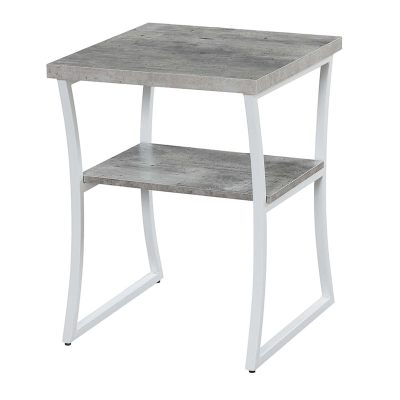 Mariska 1-Drawer Wood End Table with Shelf , Faux Birch/White