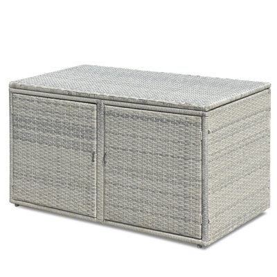 FRESCOLY 88 Gallon Wicker Deck Box in Gray by FRESCOLY
