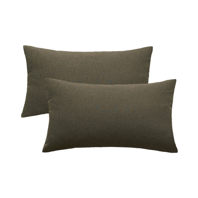 Set of 2 Polyester Indoor/Outdoor Throw Pillows Covers 12"x20" Lumbar support, Brown, Rectangle 12"H x 20"W