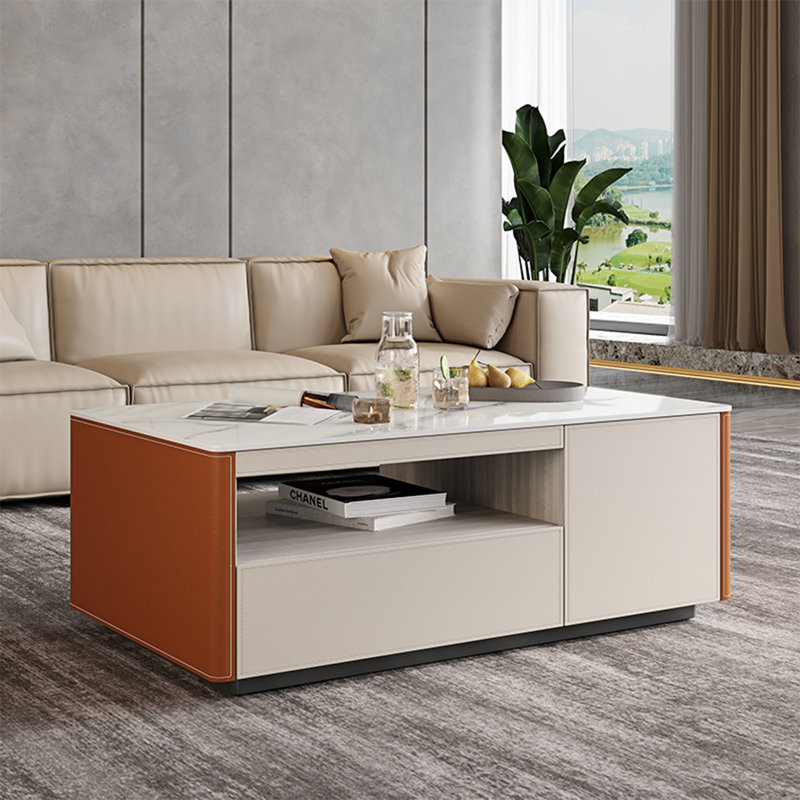 Table basse moderne et multifonctionnelle avec rangement, H 15,7 po x L 55,1 po x l 31,5 po