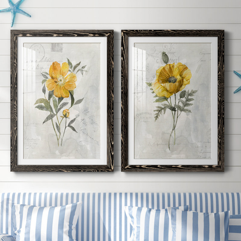 Canary Linen pivoine - ensemble de 2 reproductions d'art, H 37,5 po x l 55 po x P 1,5 po, H 31,5 po x l 47 po x P 1,5 po