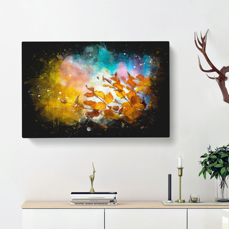 Autumn Leaves Abstract - Wrapped Canvas, 60cm H x 91cm W x 3cm D