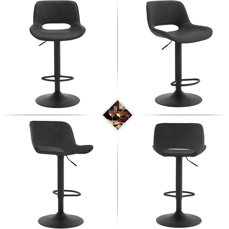 Soza Adjustable Height Swivel Bar Stool, Black