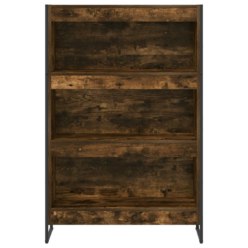 Steel Book Cabinet Bookcase, (3 Shelves) 121cm. H x 80cm. W x 30cm. D, Smoke Oak