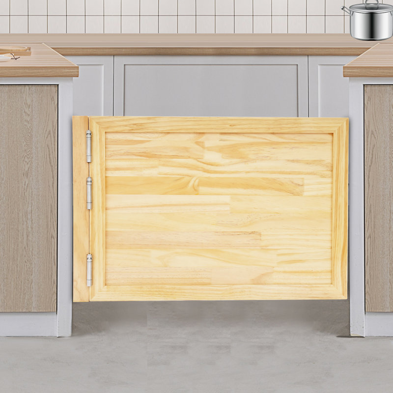 35.4X23.6" Solid Wood Partition Door For Doorways, Beige