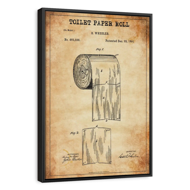 Rouleau de papier hygiénique breveté, Cadre flottant noir, 17 po x 25 po
