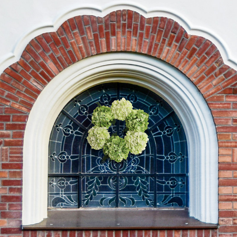 Grande couronne en faux hortensia 18 po, Vert