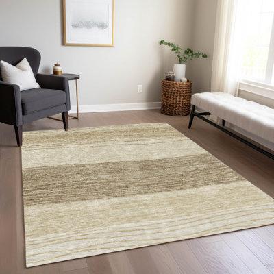 Washable Striped Indoor / Outdoor Rug