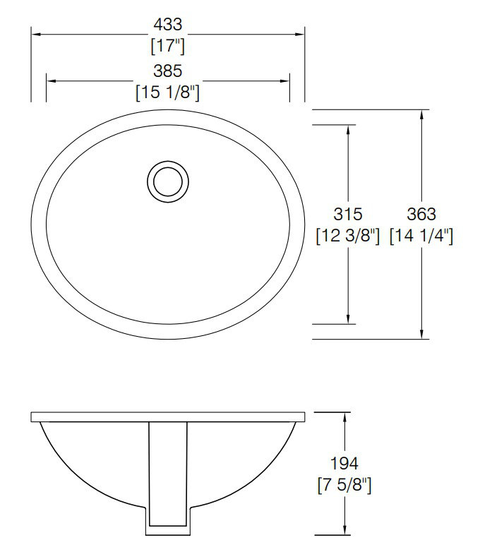 NOBLE 1512W Oval Undermount Bathroom Sink