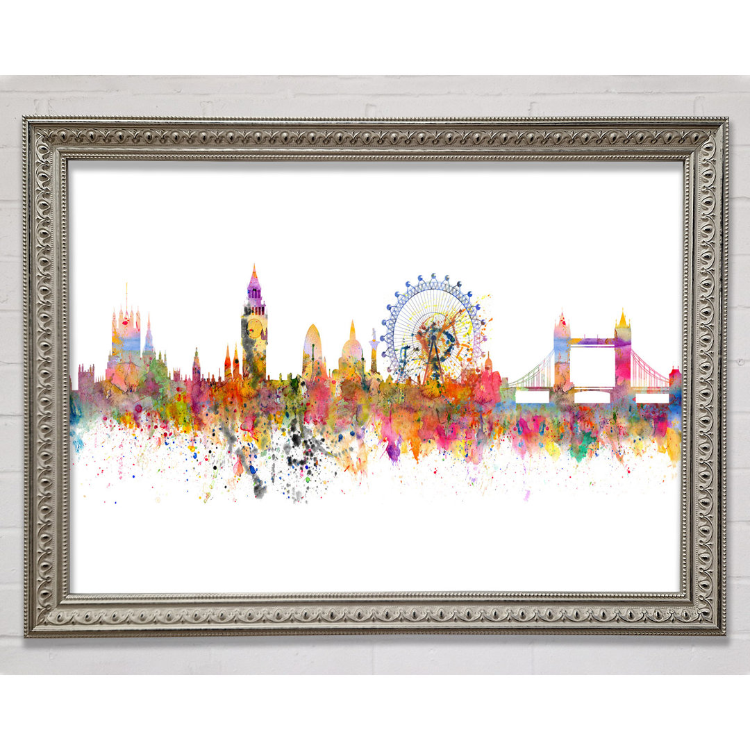 London Skyline Splatter - Einzelner Bilderrahmen Druck