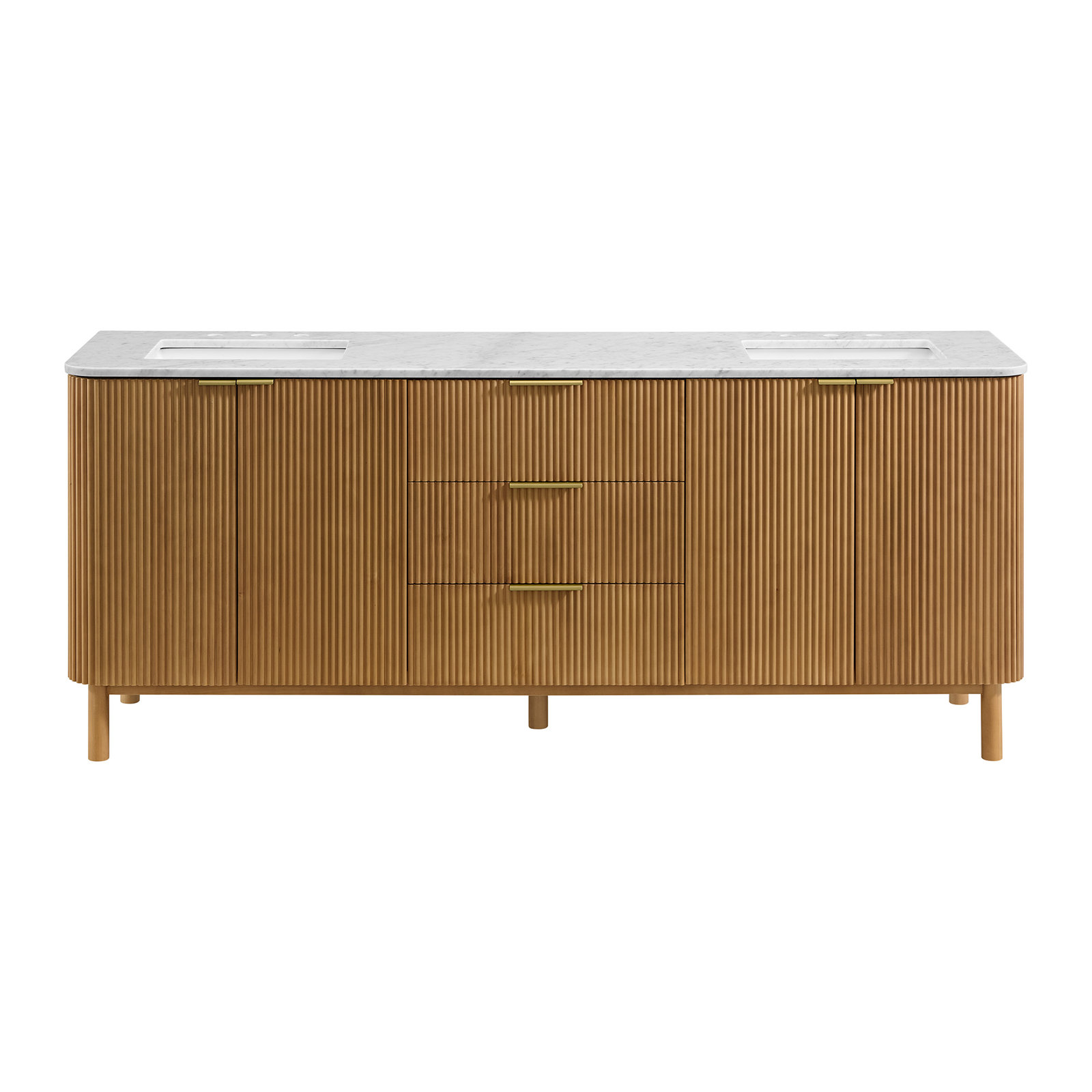 Nova Carrara Marble Double Bathroom Vanity, 84"