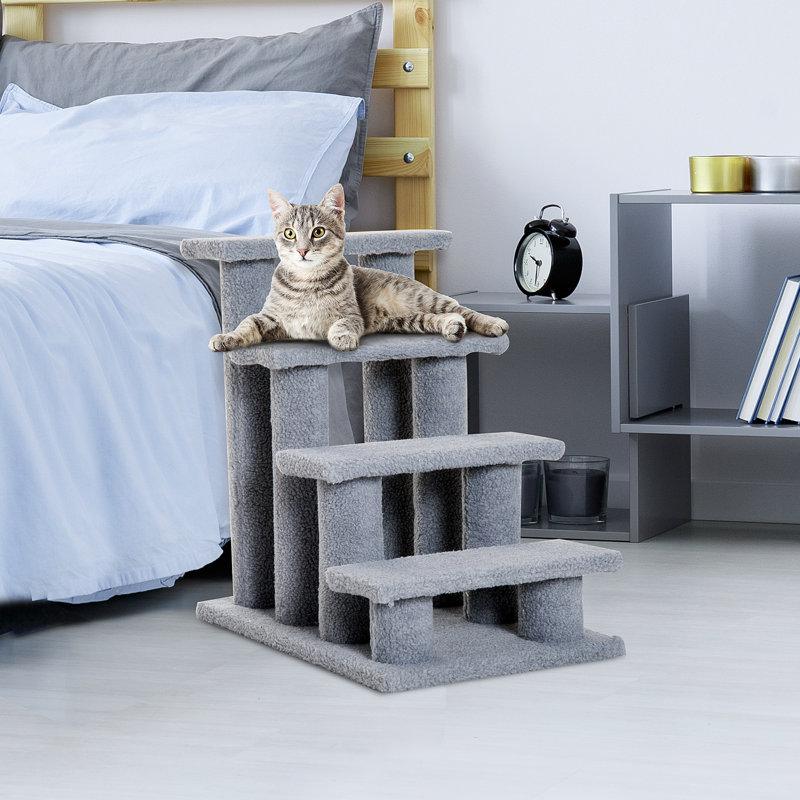 Basilton Multi-Level 4 Tier Pet Stairs Dog Cat Climber Sleeper Cat Scratch Post, Gray