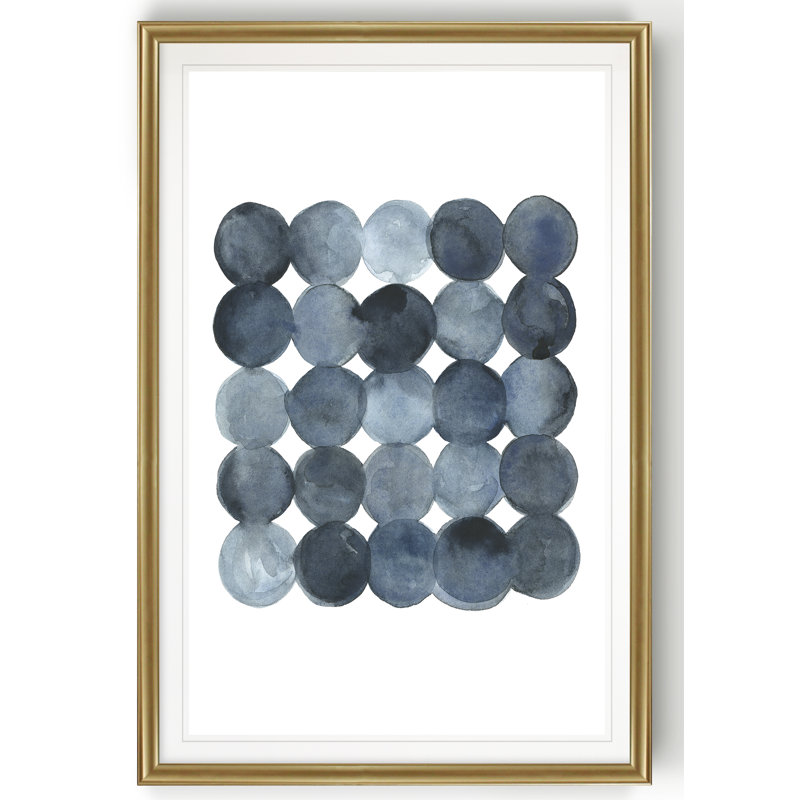«Blue Grey Density I», peinture sur toile, H 30,5 po x l 22,5 po, Impression encadrée, Doré