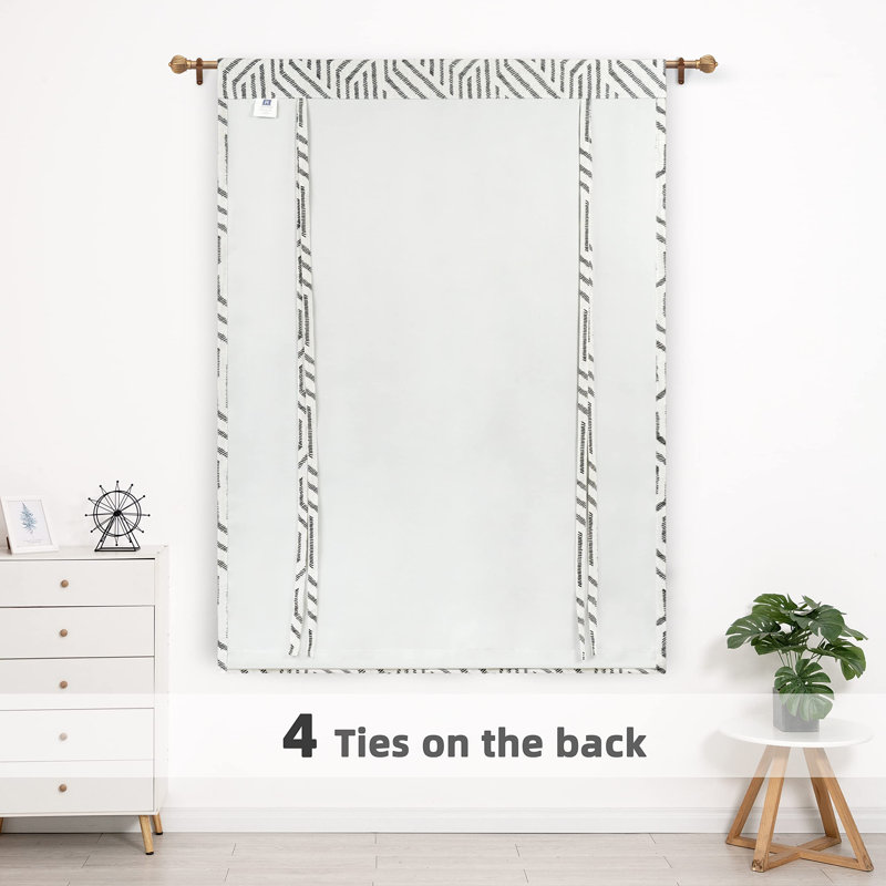 Gundeline Linen Blend Blackout Single Curtain Panel, Black/Beige, 45" W x 63" L