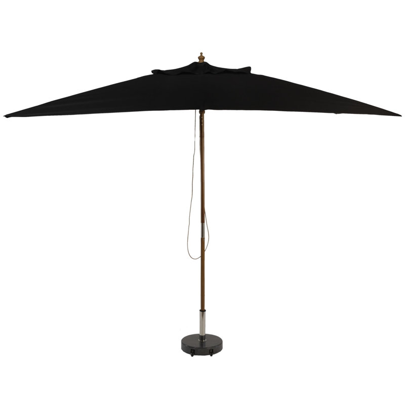Belle 300 cm W X 200 cm D Rectangular Market Parasol with Pulley Lift, Black