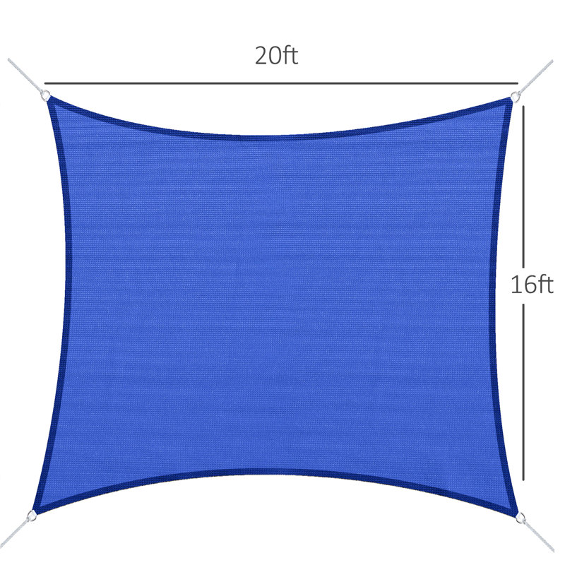 Auvent 16 'X 20' pour patio, blocs, abaisse la température, 4 anneaux en D, bleu extérieur, protège la terrasse et la cour arrière, plie le transport,