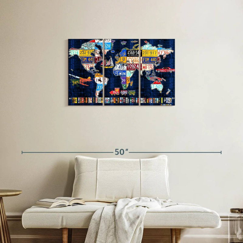 Aliaz World Map Augustine, 20" H x 33" W